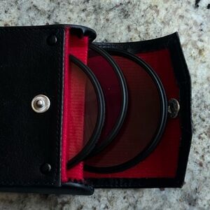 Originally $336 / Black and Red Leather Case with Filters/ camera accessories
